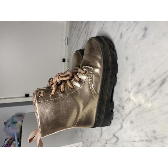 H&M toddler girls metallic pink combat boots size 9 - Picture 3 of 5